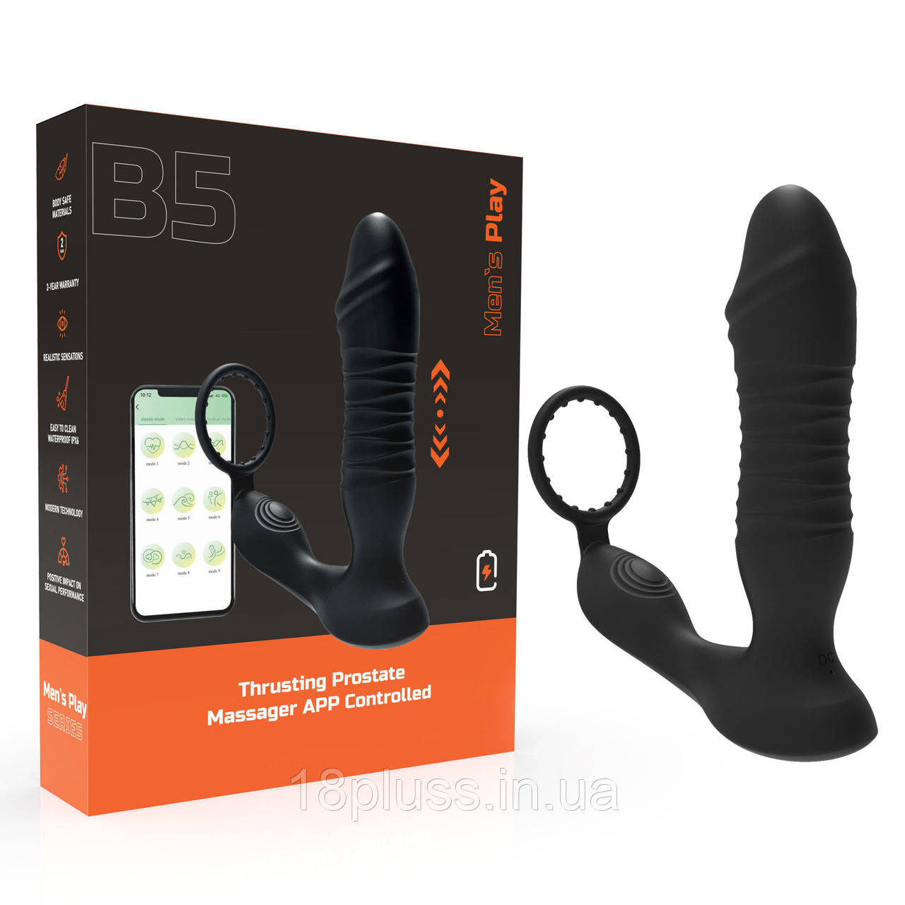 Розумний масажер простати з керуванням через додаток Erospace Men’s Play Thrusting Prostate Massager APP Controlled B5, фото 1