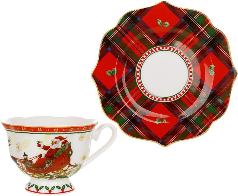 Чайно-кавовий фарфоровий набір "Christmas Story" 2 чашки 170мл mebelime mebelime та 2 блюдця, фото 1