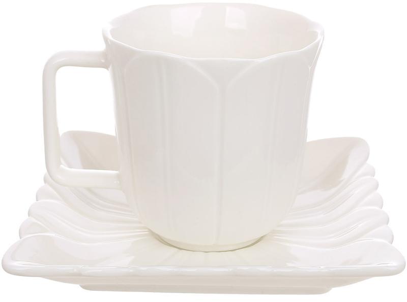 Чашка чайно-кавова порцелянова "White City Tulipe" 220мл mebelime mebelime із блюдцем, фото 1