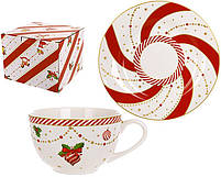 Набір порцелянових чашок "Candyland" 2 чашки 250мл mebelime mebelime та 2 блюдця, фото 2