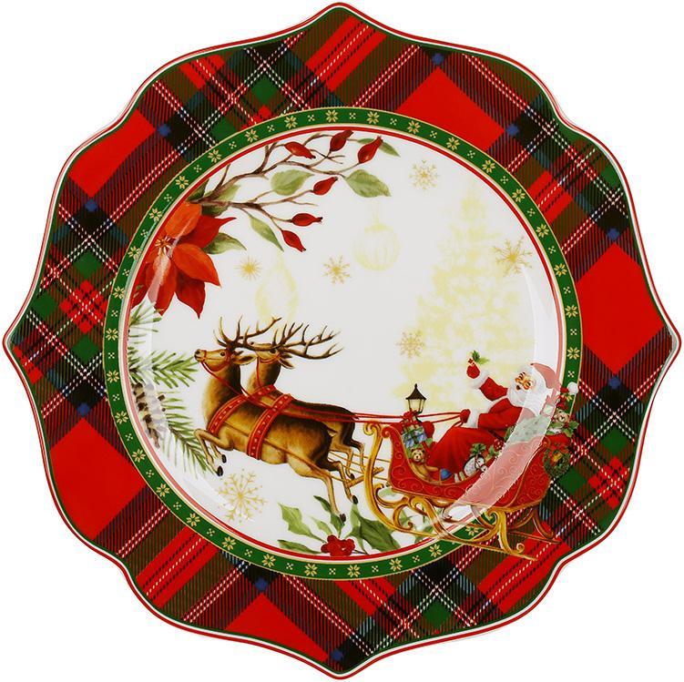 Тарілки порцелянові "Christmas Story" 4 тарілки Ø21см mebelime, червоний з білим, фото 1
