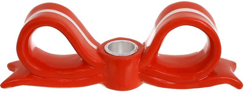 Набір 4 керамічних підсвічника "Червоний Бант" 21х4х7см mebelime, свічка Ø23мм, фото 1