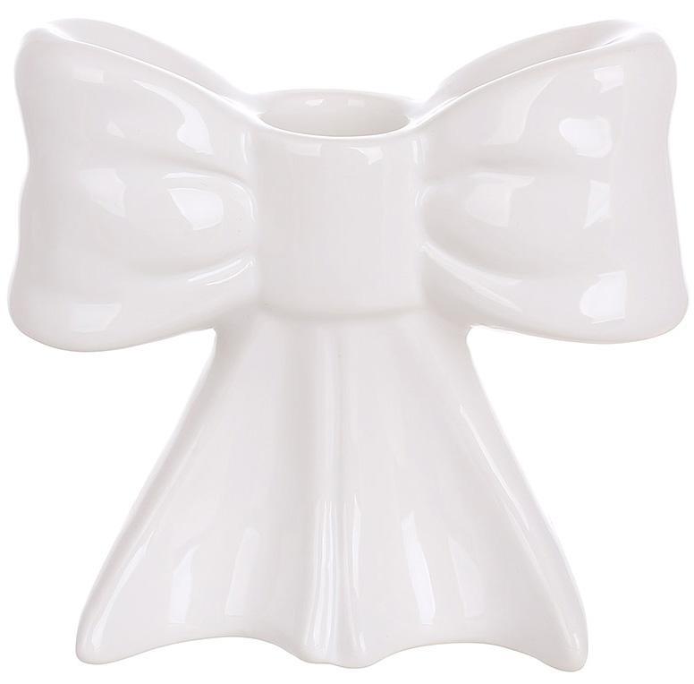 Набір 2 керамічних підсвічника "Білий Бант" 11х5.2х10см mebelime, свічка Ø23мм, фото 1