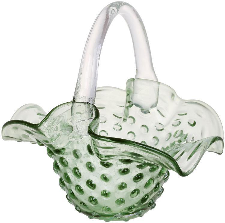 Ваза скляна "Кошик" 25х20. 5х25см mebelime, зелена (ручна робота), фото 1