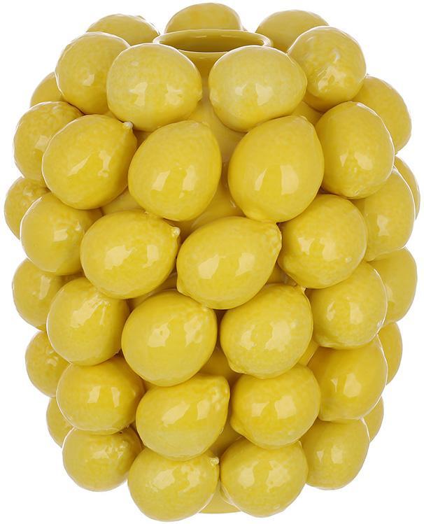 Ваза порцелянова "Lemon" Ø22х29см mebelime з рельєфним декором жовті лимони, фото 1