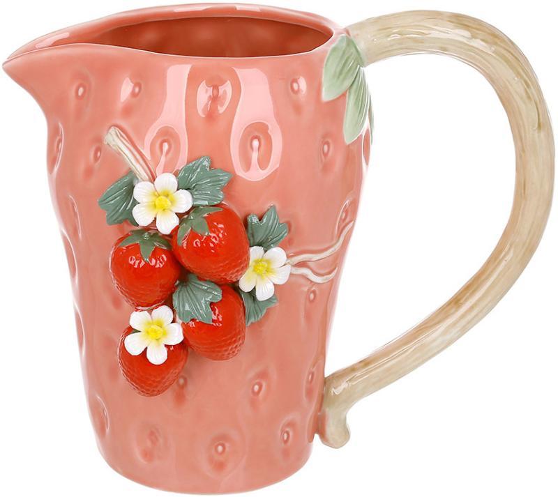 Ваза-глечик порцеляновий "Raspberry" 26х17х23см mebelime з рельєфним декором, фото 1