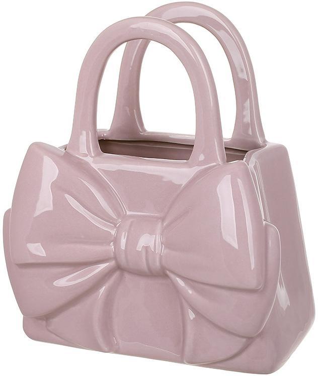 Ваза керамічна "Рожевий Бант" 20х12х22.5см mebelime у формі сумочки, фото 1