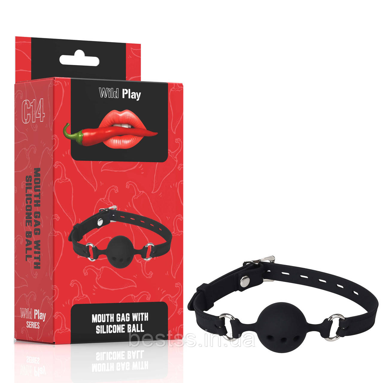 Кляп із силіконовою кулькою Erospace Wild Play Mouth Gag With Silicone Ball C14 🌑