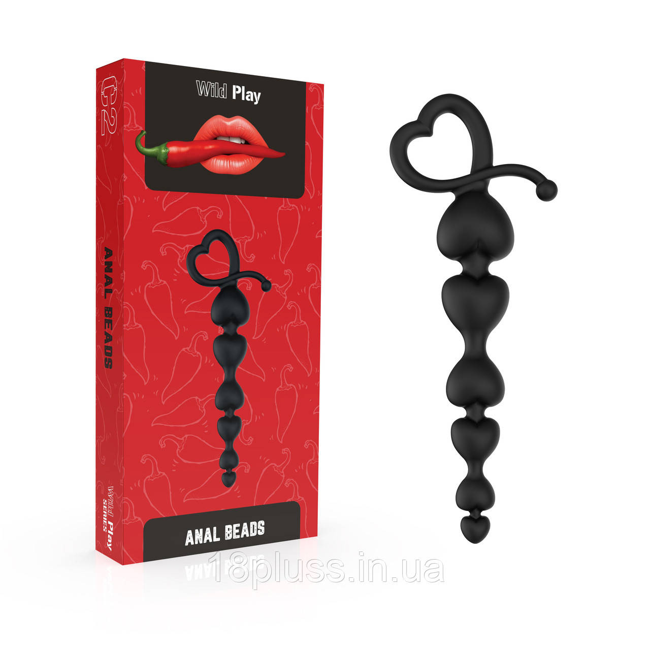 Силіконові анальні намистини у формі сердечок Erospace Wild Play Anal Beads C2, фото 1