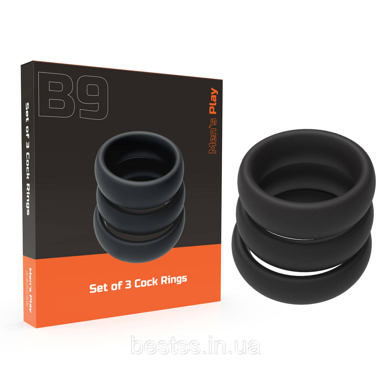 Набір із трьох силіконових ерекційних кілець Erospace Men’s Play Set Of 3 Cock Rings B9