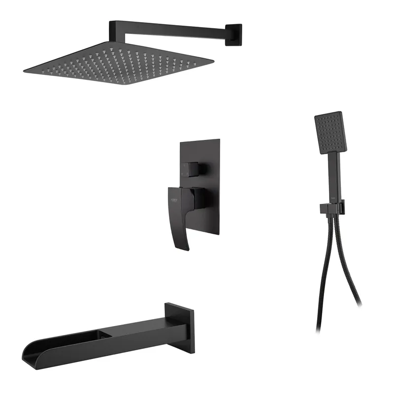 Вбудована душова система із змішувачем водоспад Koer KB-68007-05 (Колір чорний) (KR3467), фото 1