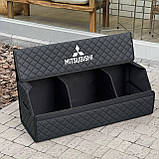 Органайзер у багажник з логотипом Mitsubishi з екошкіри, чорний, 80 см, складаний органайзер у багажник, фото 3