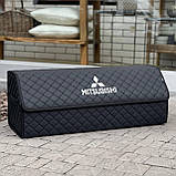 Органайзер у багажник з логотипом Mitsubishi з екошкіри, чорний, 80 см, складаний органайзер у багажник, фото 2