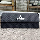 Органайзер у багажник з логотипом Mitsubishi з екошкіри, чорний, 80 см, складаний органайзер у багажник, фото 4