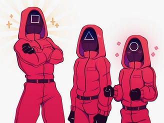 Вафельна картинка для кондитерських виробів Гра в кальмара, (лист А4)