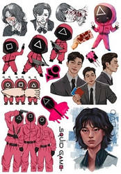 Вафельна картинка для кондитерських виробів Гра в кальмара, (лист А4)