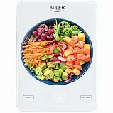 Кухонні ваги Adler AD 3177w, до 10 кг, точність 1 г, сенсорне керування, LED-дисплей, USB Type-C, скляна платформа, фото 3