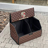 Органайзер у багажник на магніті з логотипом Porsche з екошкіри, шоколадний, 50 см, сумка в багажник, фото 4