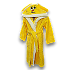 Халат махровий дитячий з капюшоном "Зайчик" для дівчинки, жовтий, софт-махра, фото 3