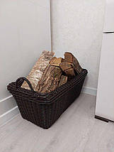 Кошик для дров з лози прямокутний великий колір шоколад, фото 2