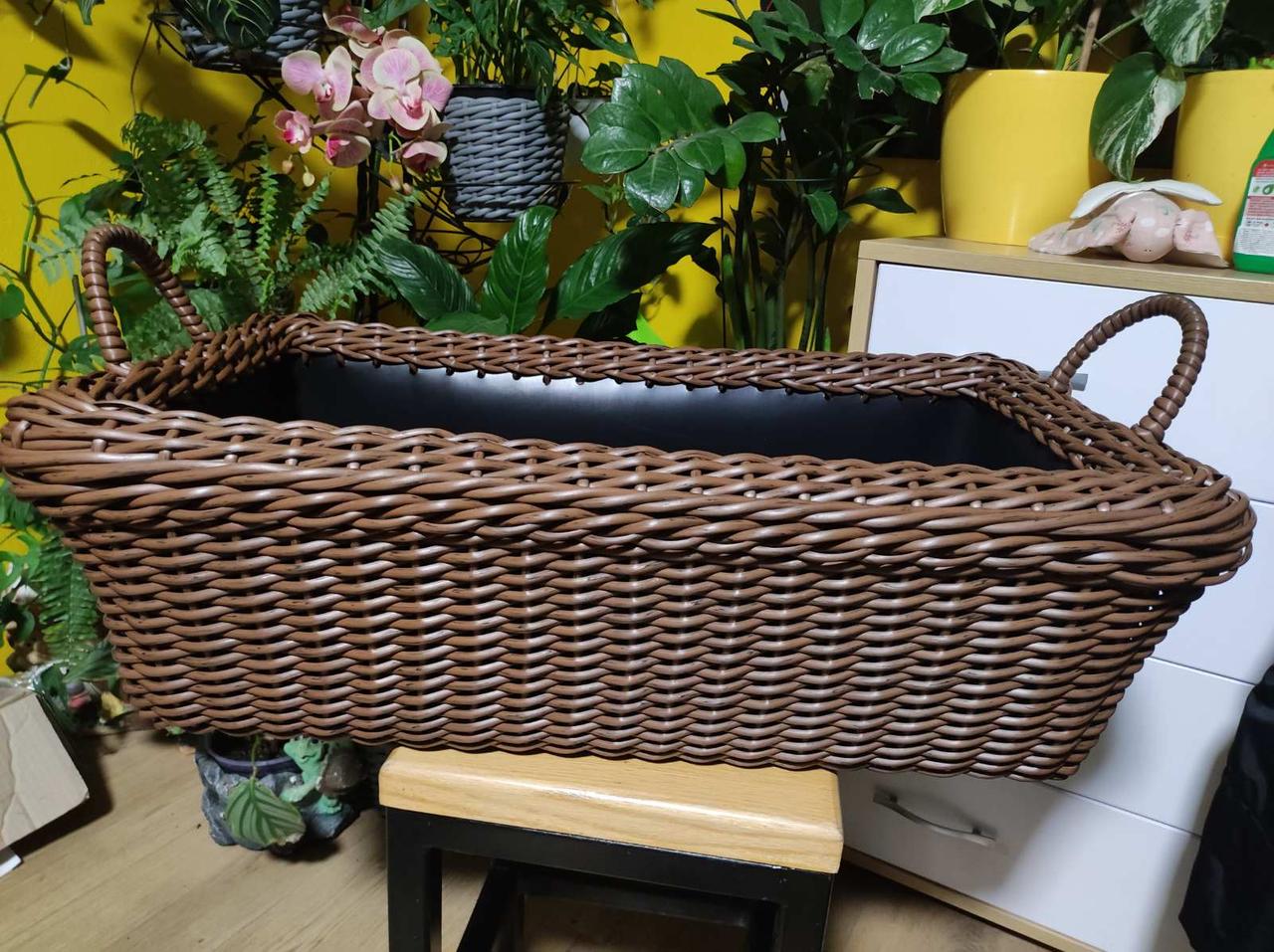 Кошик для дров з лози прямокутний великий колір шоколад