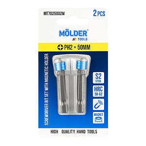Набір біт з Molder магнітним тримачем PH2x50мм 2шт MT7025002M