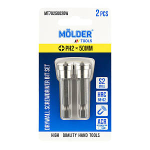 Набір біт Molder з обмежувачем для гіпсокартону PH2x50мм 2шт MT7025002DW