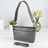Жіноча сумка через плече з екошкіри графіт маленька сумочка з двома ремінцями, фото 2