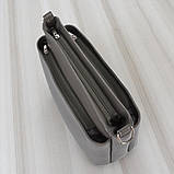 Жіноча сумка через плече з екошкіри графіт маленька сумочка з двома ремінцями, фото 6