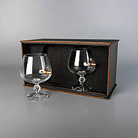 Набор бокалов для коньяка и бренди 265 мл. с пулями / Стеклянные бокалы для алкогольных напитков в подарок