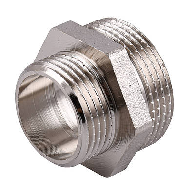 Ніпель редукційний 1 1/4" ЗР х 1" ЗР, нікель, фітинги латунні різьбові