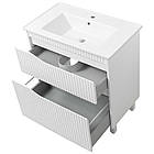 Тумба підлогова ЮВВІС Florence ТНБ-2 Д біла матова з умивальником Vesta 80 см, фото 2