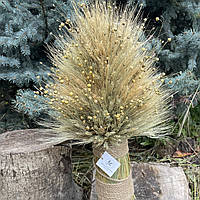 Різдвяний Дідух із остистого пшеничного колосся і льону 40 см