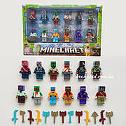 Набір ігрові фігурки Майнкрафт 12 героїв зі зброєю чоловічки Minecraft