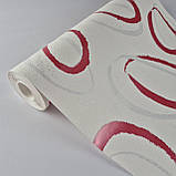 Шпалери вінілові 0.53 × 10.05 м Marburg 82059, білий з червоними та срібними колами для спальні, вітальні, кабінету, фото 3