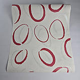 Шпалери вінілові 0.53 × 10.05 м Marburg 82059, білий з червоними та срібними колами для спальні, вітальні, кабінету, фото 4