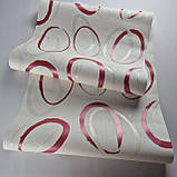 Шпалери вінілові 0.53 × 10.05 м Marburg 82059, білий з червоними та срібними колами для спальні, вітальні, кабінету, фото 5