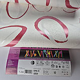 Шпалери вінілові 0.53 × 10.05 м Marburg 82059, білий з червоними та срібними колами для спальні, вітальні, кабінету, фото 6