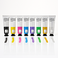 Акрилові фарби художні, набір 8 металевих кольорів по 22 мл, тюбики в коробці