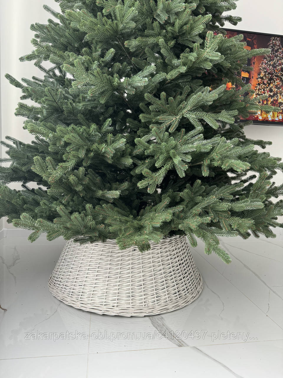 Кошик під ялинку у білому кольорі D-65см, фото 1