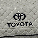 Органайзер у багажник на магніті з логотипом Toyota з екошкіри, бежевий, 50 см, сумка в багажник, фото 5