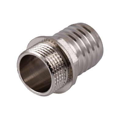 Штуцер для шланга 3/4" ЗР х 25 мм, нікельована латунь