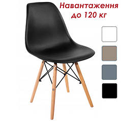 Стілець кухонний зі спинкою Bonro B-173 FULL KD чорний (крісло, стуло) на дерев’яних ніжках для кухні їдальні кімнати