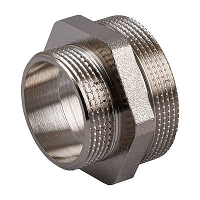 Ніпель редукційний 2" ЗР х 1 1/2" ЗР, нікель, фітинги латунні різьбові