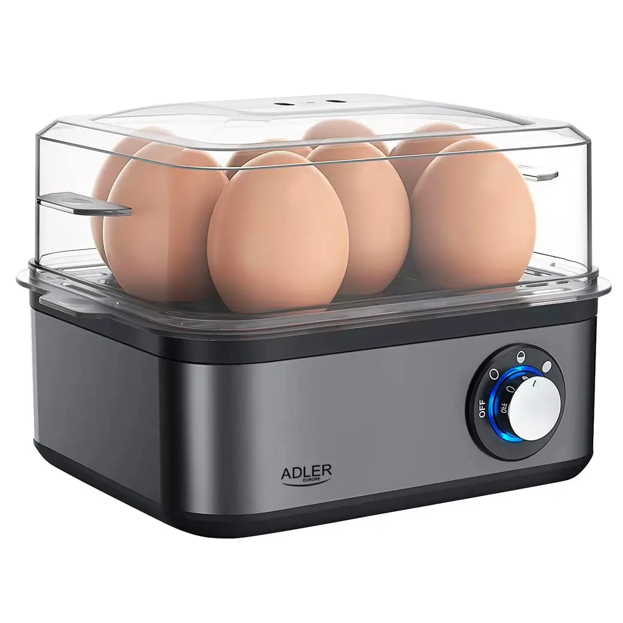 Яйцеварка Adler AD 4486g, 8 яєць, 500 Вт, автовідключення, форма для яєчні, металевий корпус, фото 1