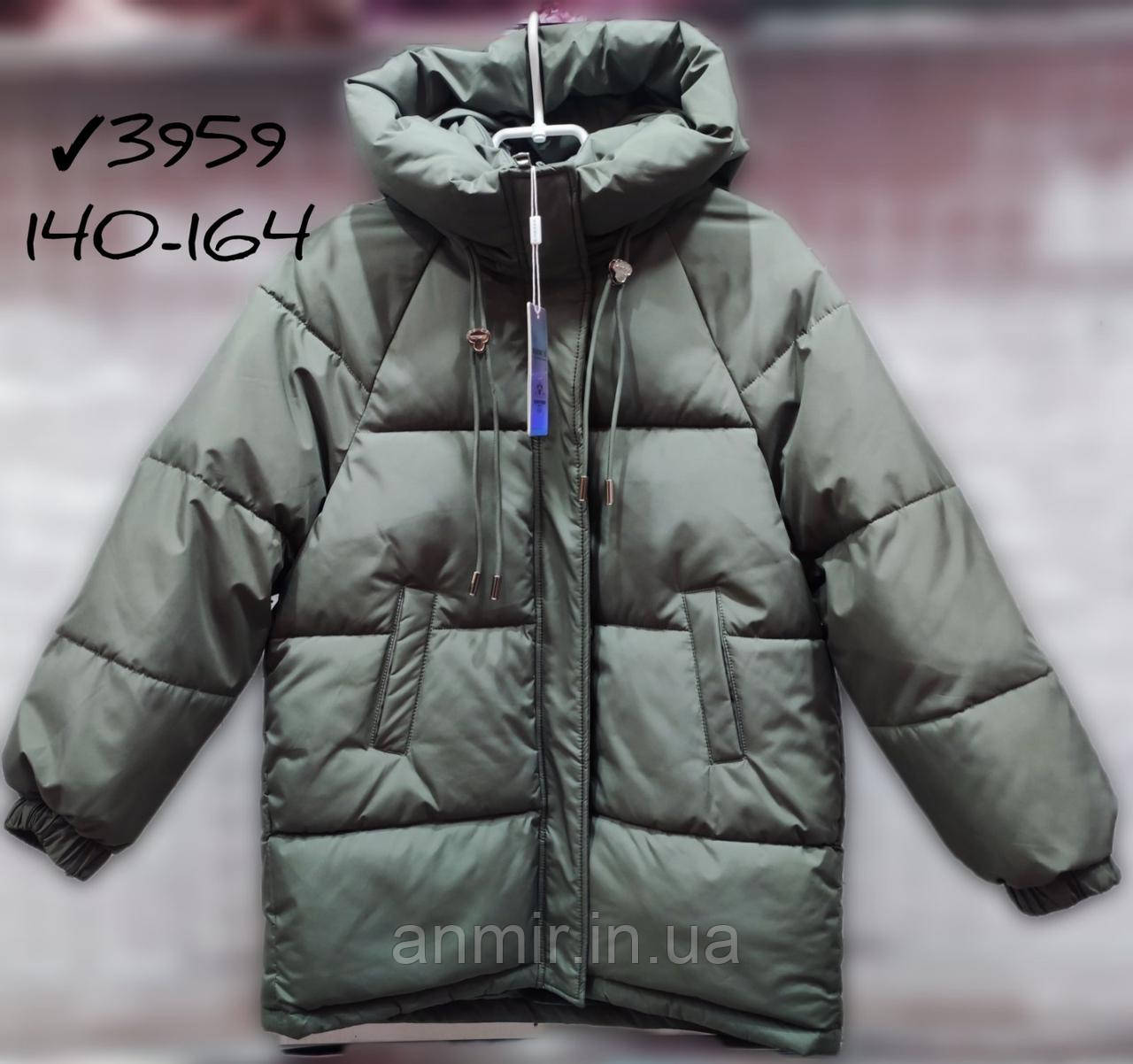 Куртка підліткова зимова з капюшоном і кишенями для хлопчика 10-14 років, колір хакі