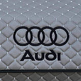 Органайзер у багажник з логотипом Audi з екошкіри, сірий, 80 см, складаний органайзер у багажник, фото 3