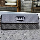 Органайзер у багажник з логотипом Audi з екошкіри, сірий, 80 см, складаний органайзер у багажник, фото 5