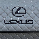 Органайзер у багажник з логотипом Lexus з екошкіри, сірий, 80 см, автоорганайзер, фото 4
