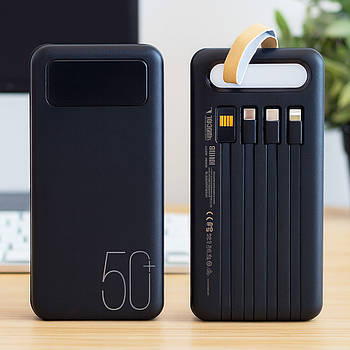 Повербанк на 50000mAh + 4 кабелі, 4хUSB, Torima TRM-1050 / Павербанк з ліхтариком / Powerbank для телефону